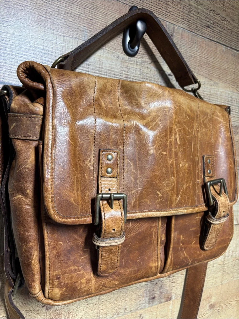 ONA The Prince Street Brown Leather Camera Messenger Laptop Bag antique cognac